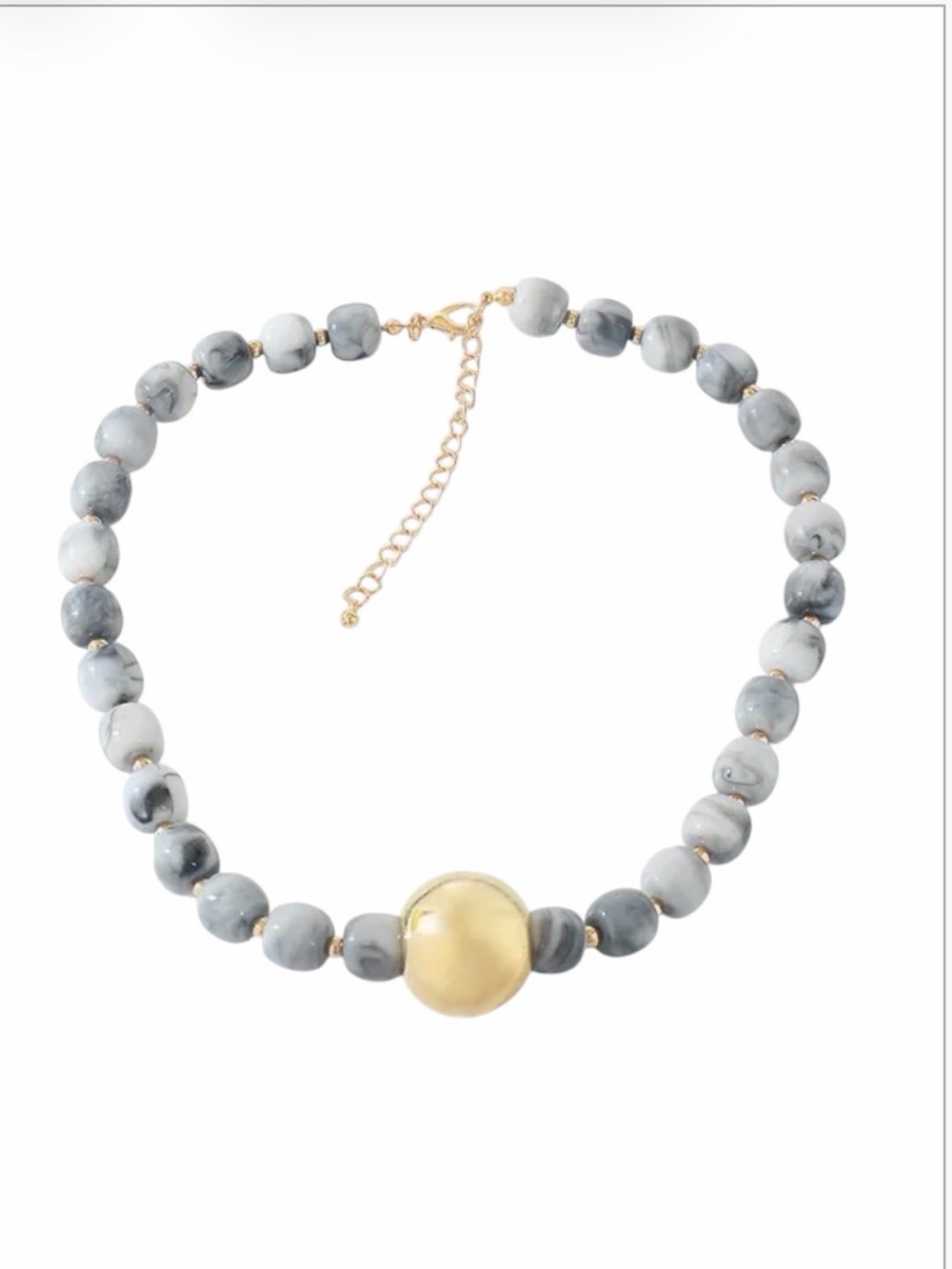 Gold & Gray Acrylic Beaded Necklace NWT
